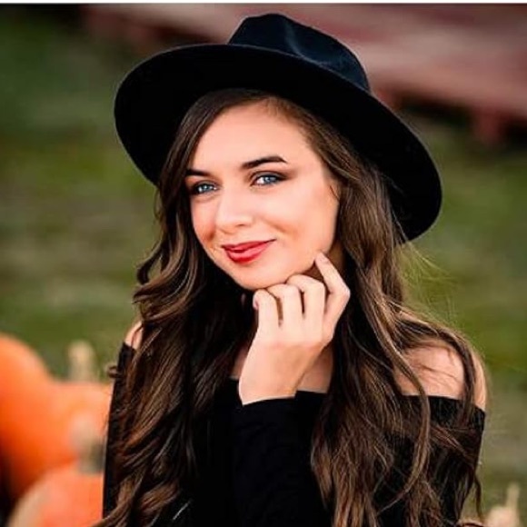 Black WIDE BRIM FEDORA HAT - Picture 3 of 3